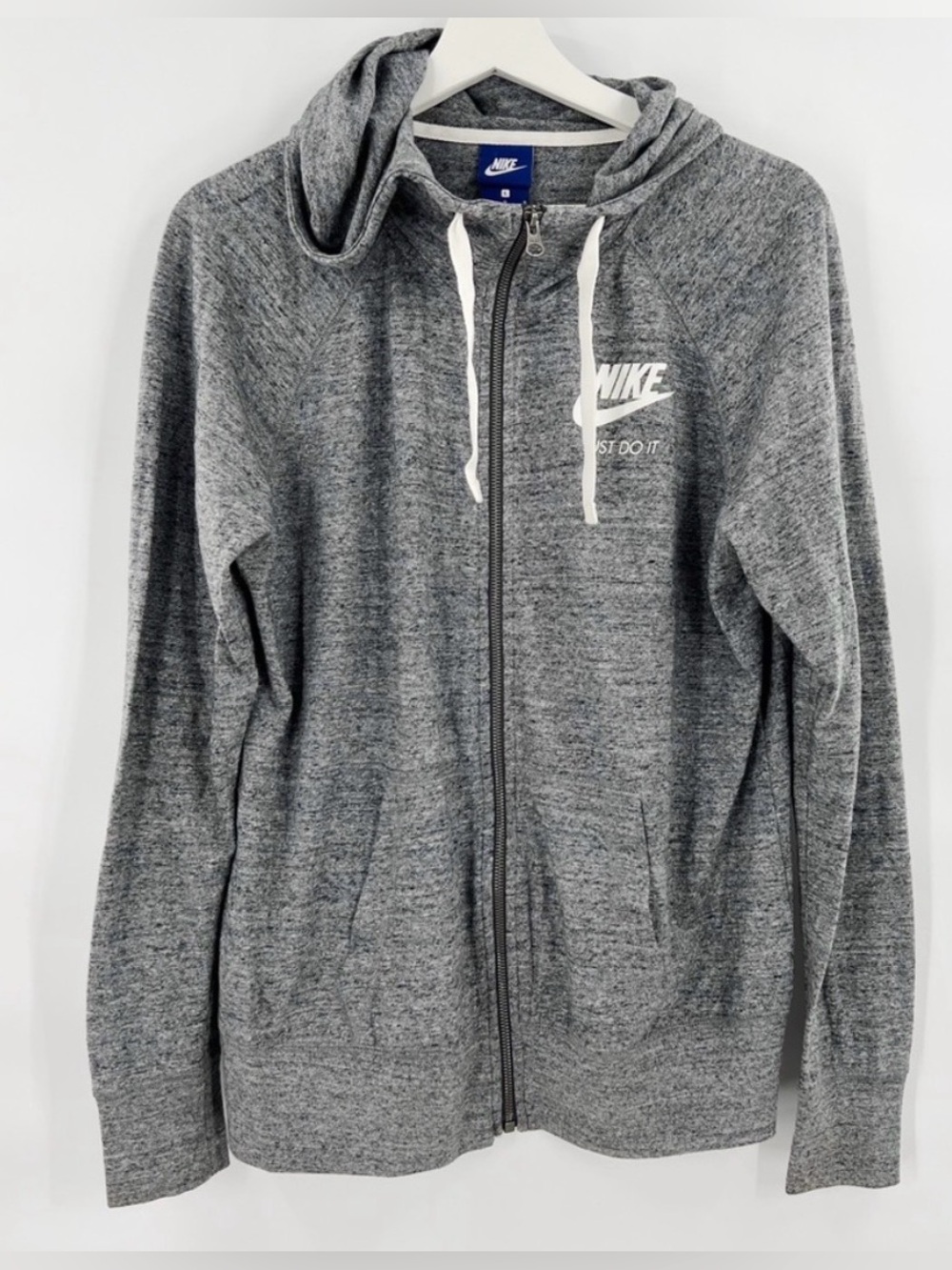 Nike Woman’s Heather Gray Full-Zip Hoodie with White Logo